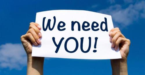 foto met tekst we need you!